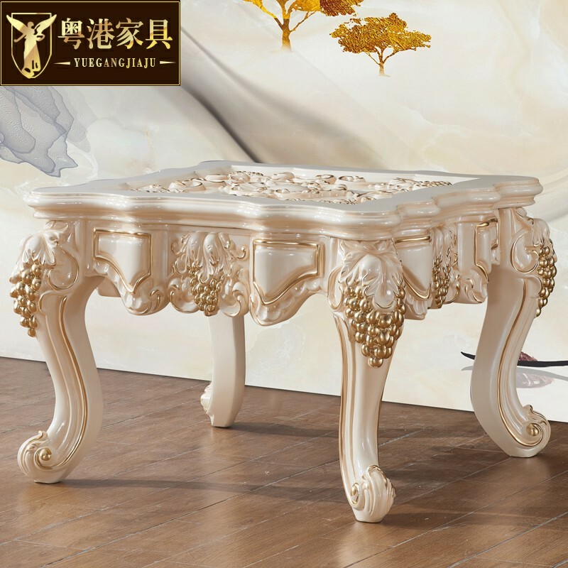 欧式客厅沙发边几实木雕花小茶几正方形美式家用小方桌子边桌茶桌