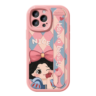 适用苹果16手机壳13pro新款iPhone14proMAX全包8p防摔12mini腕带xs高级感7plus支架15软硅胶xr保护套白雪公主