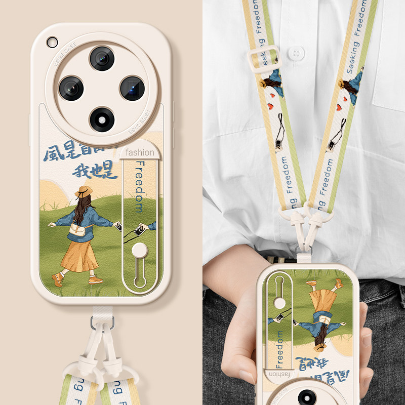 适用oppofindx8pro手机壳新款findx6防摔findx8Ultra硅胶挂绳女oppo高级感x8s全包x7u腕带pro套文字自由斜跨