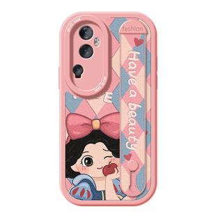 适用opporeno12手机壳女款oppo reno10pro+保护套防摔find x5腕带全包reno8磨砂7pro软外壳reno6支架格子公主