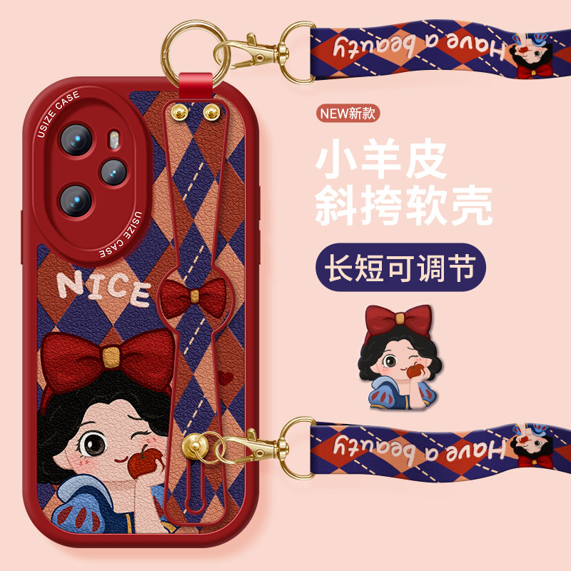 适用荣耀100手机壳带支架挂绳