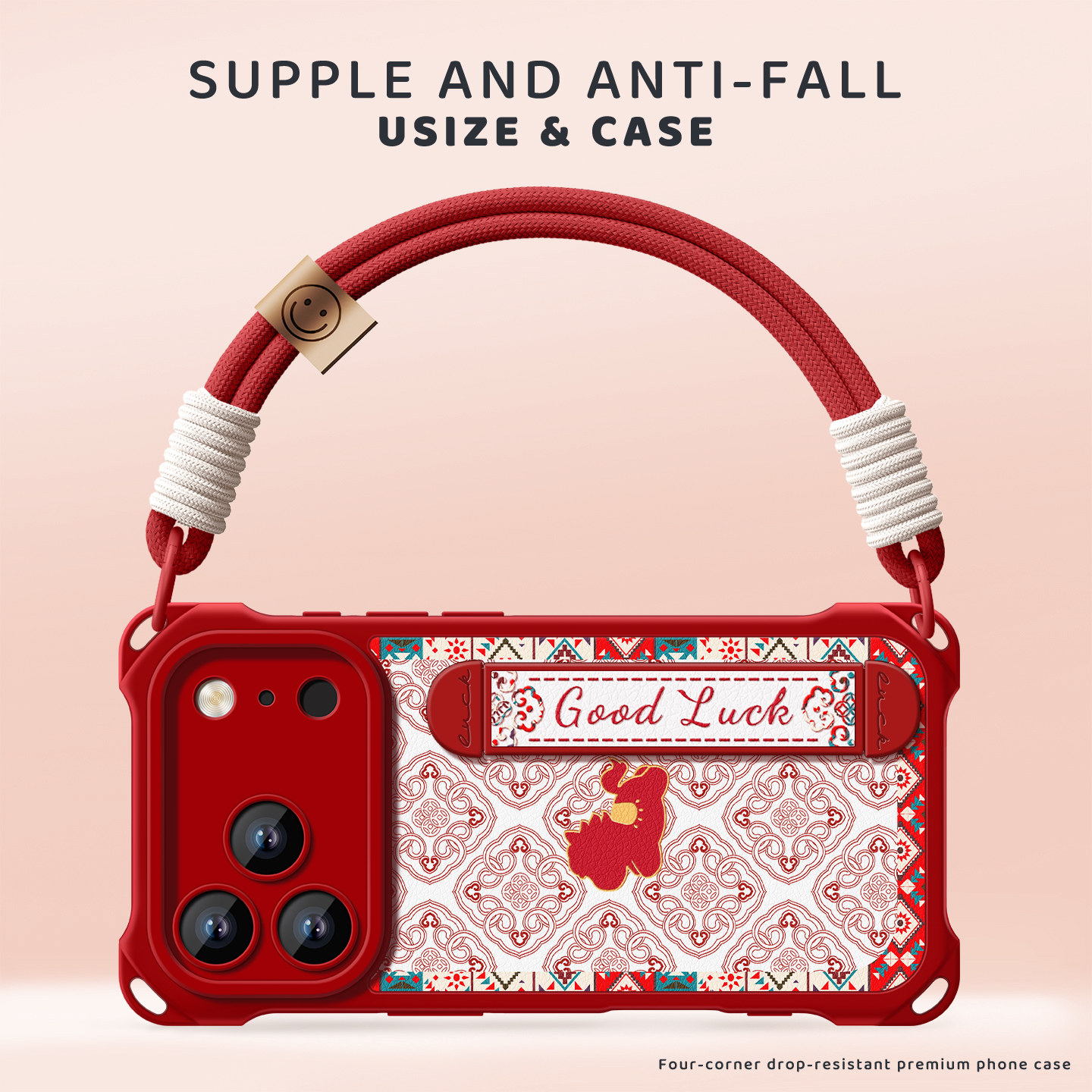 适用苹果17腕带手机壳新款iPhone16保护套17pro四角防摔14女15可挂手绳手链民族风小马14promax硅胶15pro高级