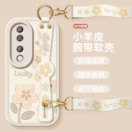 适用vivos20手机壳女款vivo s20pro保护套s20全包硅胶s20pro腕带防摔s19软斜挎新款s17支架s18e挂绳油画花朵