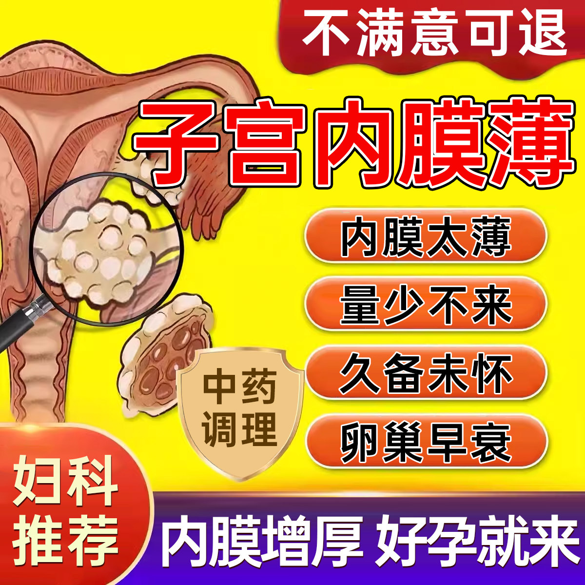子宫内膜薄调理增厚补内膜月经量少调理气血女性宫腔粘连内分泌rr