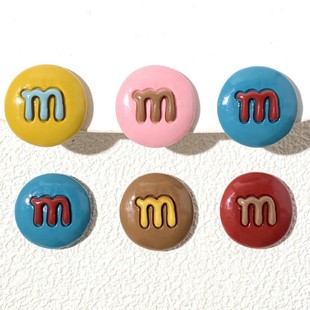 复古彩色M豆3D立体水杯贴纸中控显示屏贴手工创意贴树脂DIY