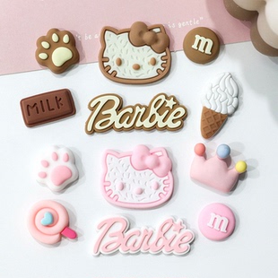 粉色奶茶色KT猫咪饼干字母M豆PVC硅胶贴片水杯贴手机壳显示屏水壶