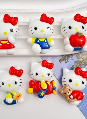 卡通苹果KT猫3D立体水杯贴纸中控显示屏贴手工创意贴树脂DIY装饰