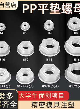 塑料螺母耐高温耐腐蚀螺六角螺母1分2分3分4分M4M8M12PP平垫螺母