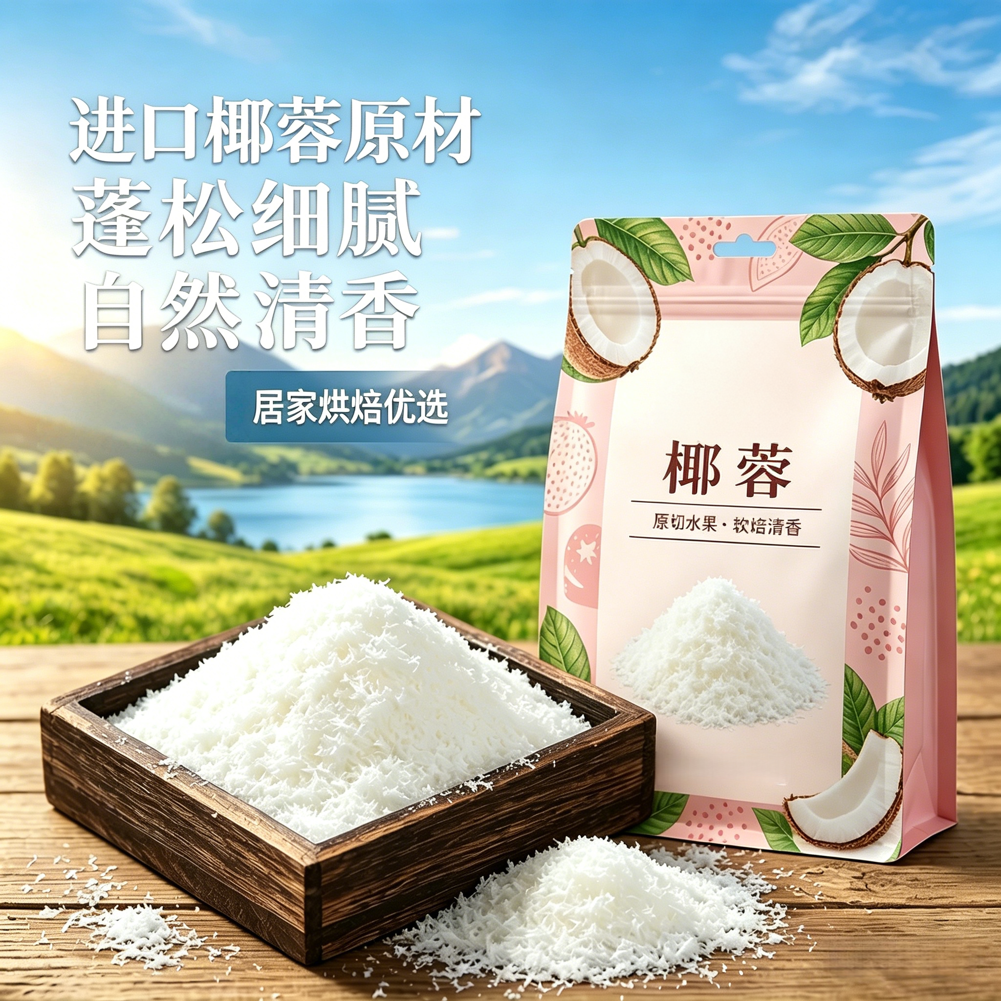 央妈严选椰蓉椰丝奶油小方家用烘焙原料碎椰浆面包蛋糕烘焙粉国货