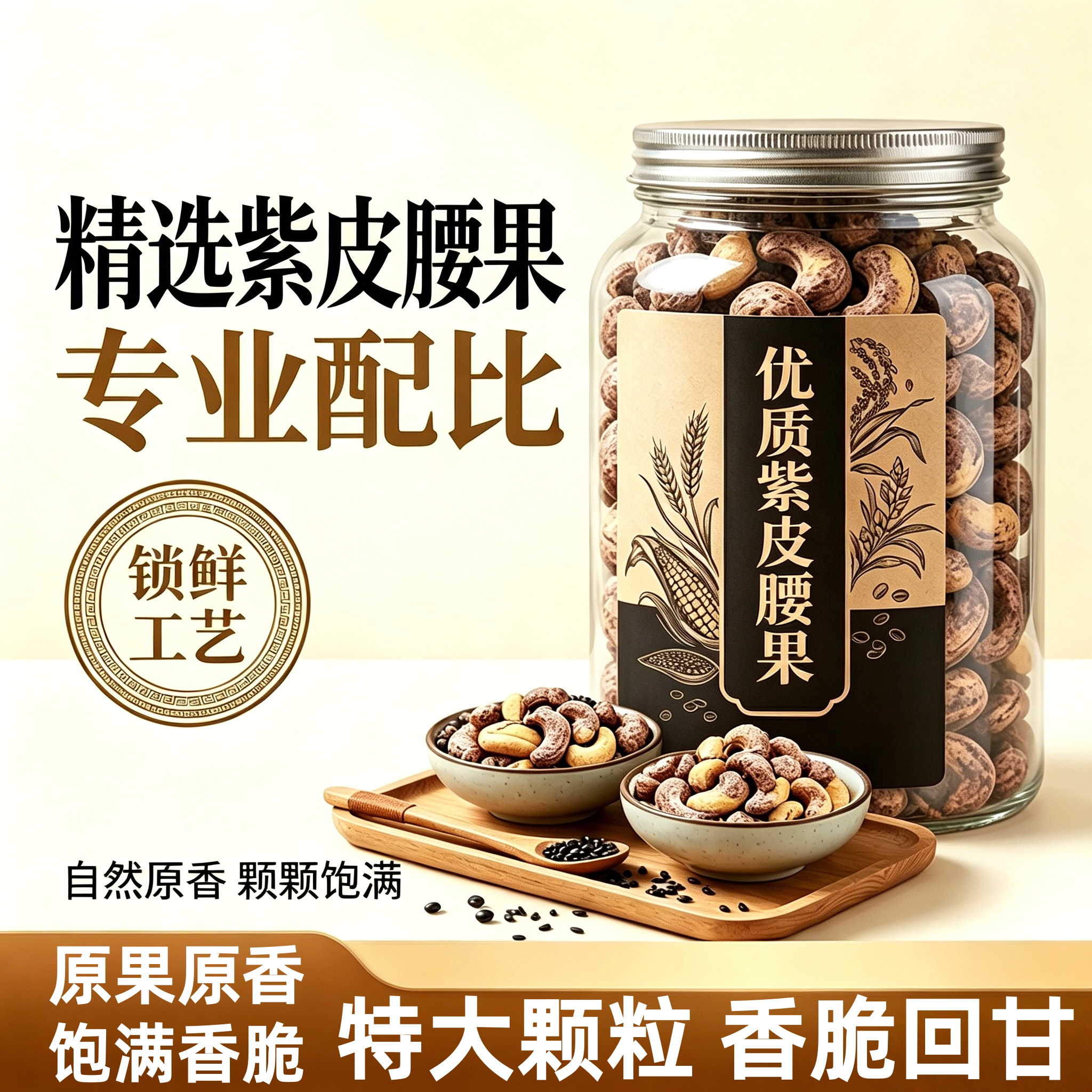 农科院特级紫皮腰果原味无添加官方旗舰店带皮腰果散装批发坚果