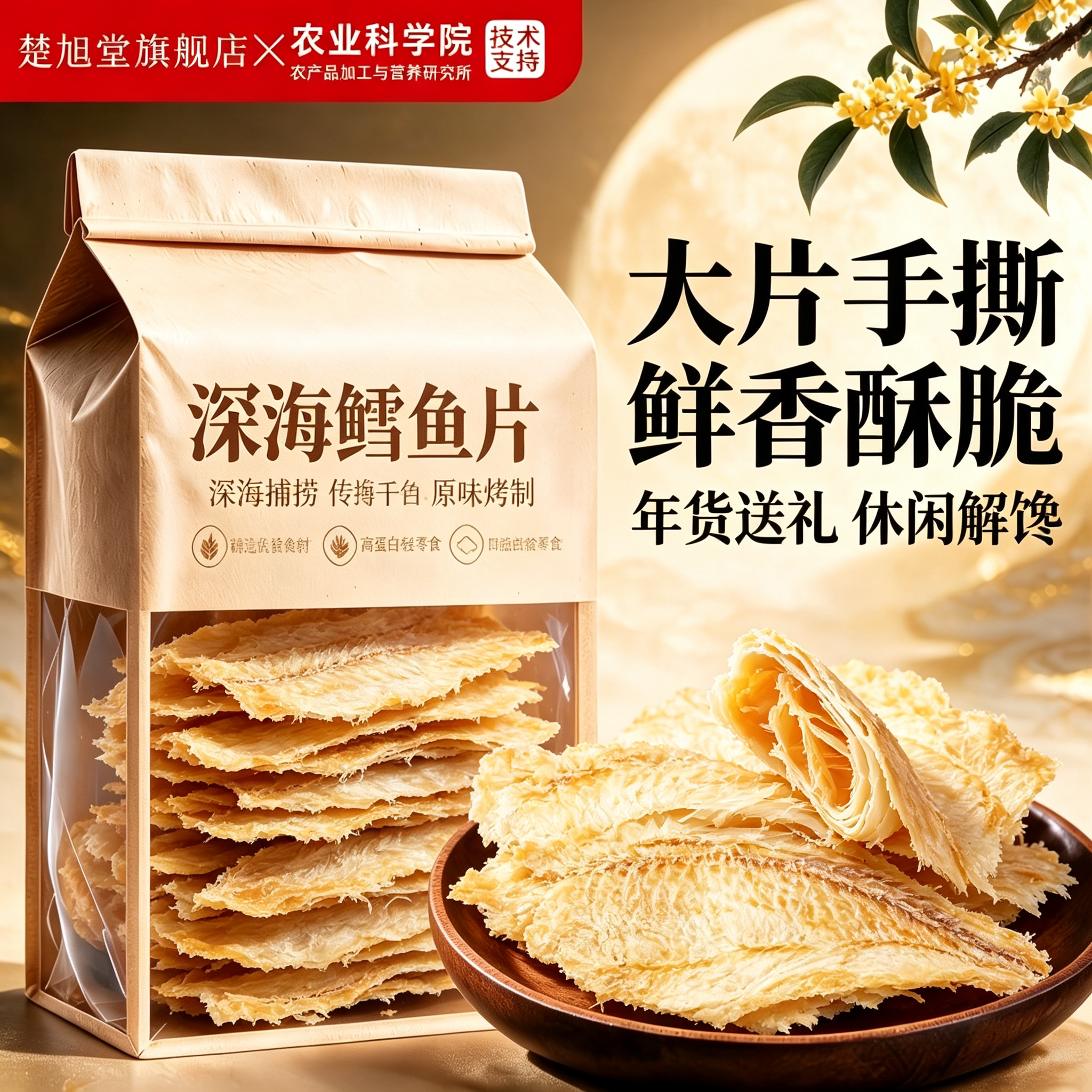 鳕鱼片500g烤鱼片即食即食孕妇儿童深海鱼海鲜零食碳烤鳕鱼干追剧