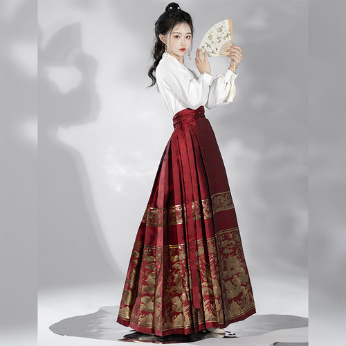 景为裳织金红色马面裙女套装2025新款国风明制新中式日常春秋汉服