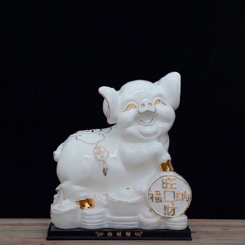 陶瓷珍藏版大号十二生肖招财猪摆件工艺品客厅办公室乔迁礼品