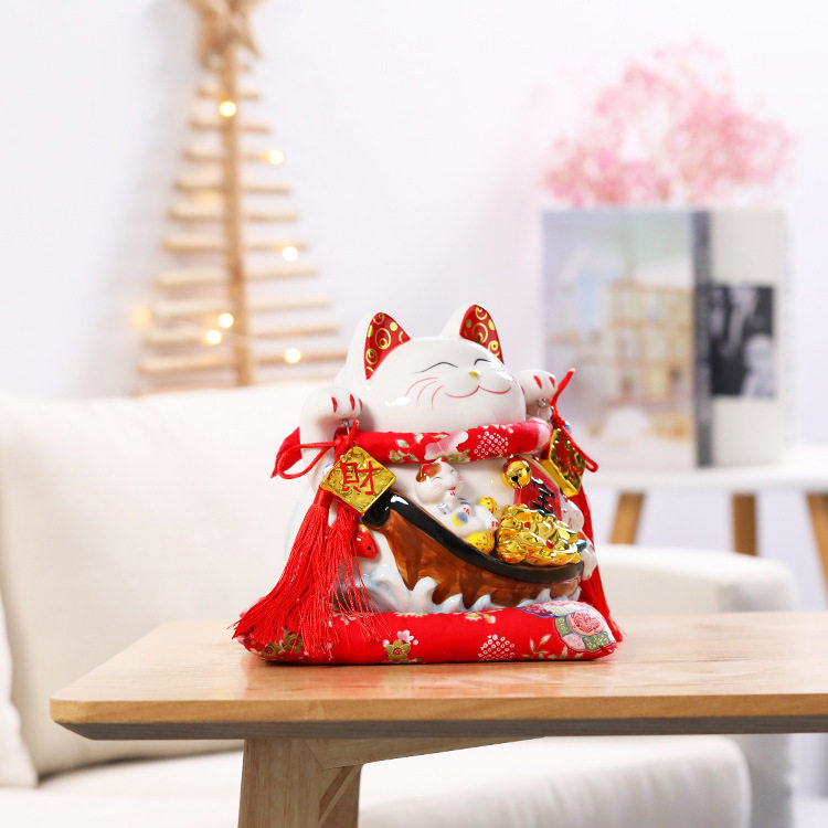 国潮宫廷陶瓷大号招财猫存钱储蓄罐摆件家居店铺收银台开业礼品