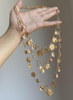 欧美复古金色圆片流苏项链多女款个性时尚多层叠戴锁骨链新款颈链