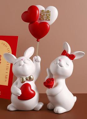 结婚情侣兔子摆件家居婚房装饰送新人创意礼物闺蜜订婚摆件