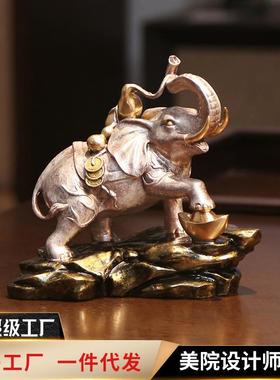 创意黄铜福禄大象摆件家居新中式装饰客厅玄关办公室工艺品