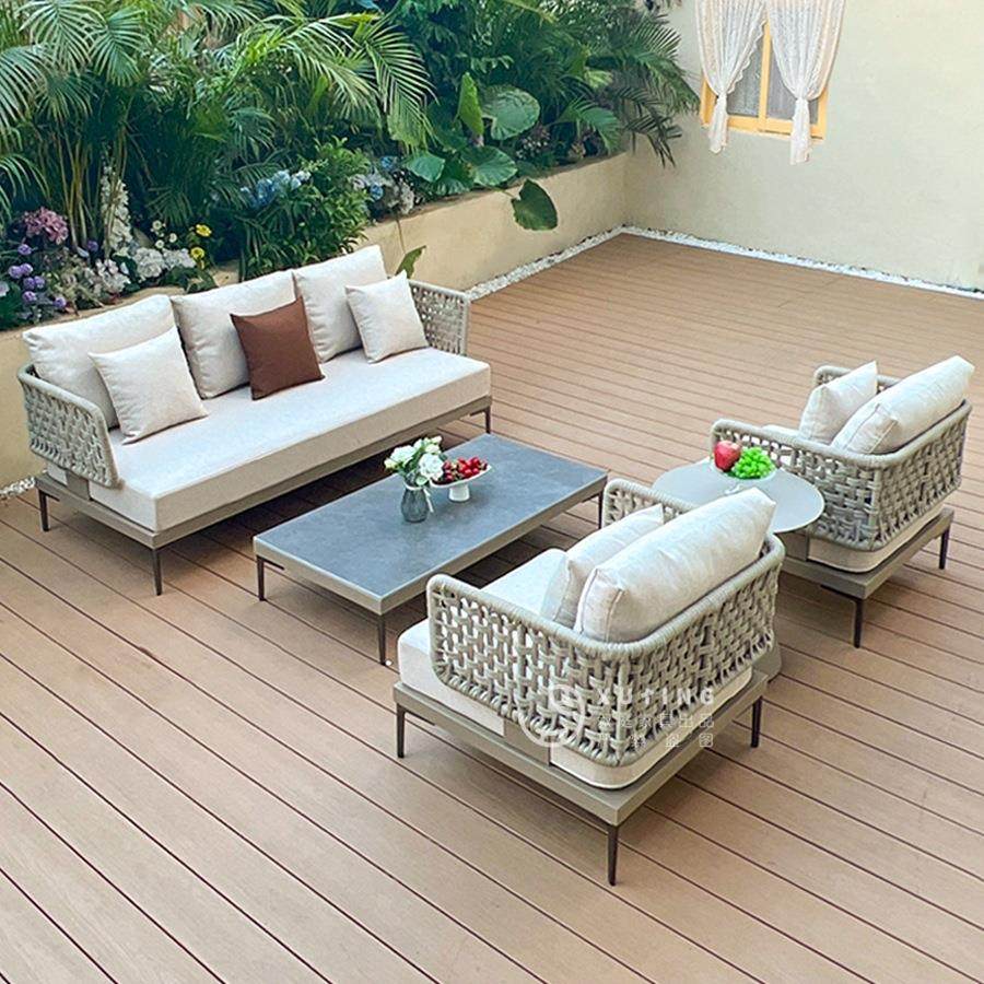 户外沙发庭院别墅露台室外阳光房休闲设计师花园转角藤编家具组合,住宅家具,户外沙发,淘宝优惠券,粉丝福利购,淘宝优惠卷