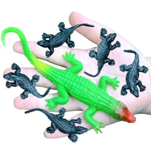 软胶仿真鳄鱼大小号迷你短吻鳄幼儿园儿童过家家玩具爬行动物模型