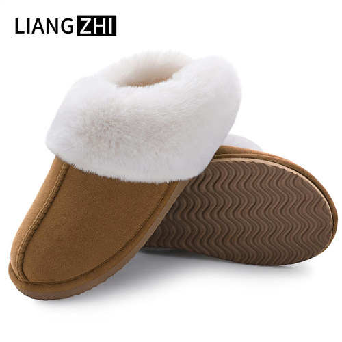 麂皮低帮底雪地靴包头棉拖鞋男