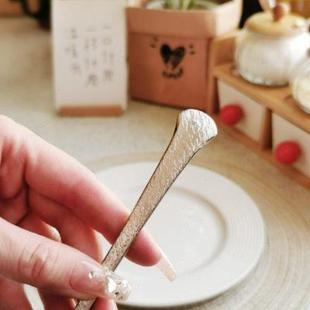 创意304不锈钢吃饭勺子家用喝汤勺甜品勺汤匙可爱调羹 岩石纹理