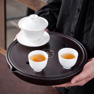 电胶木茶台小型干泡托盘壶托茶台 电木茶盘家用圆形茶海简约储水式