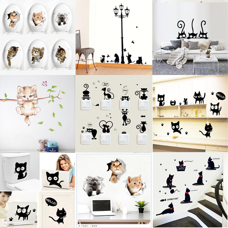 3D立体猫咪墙贴卧室宿舍装饰贴纸车贴