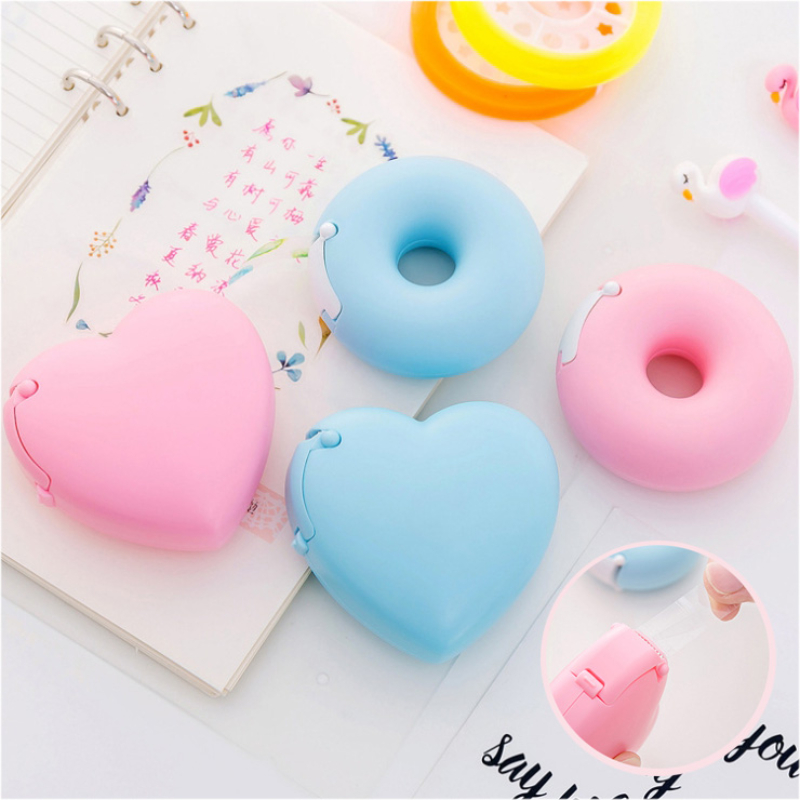 韩国创意卡通胶带座便携甜甜圈隐形切割器配小胶带