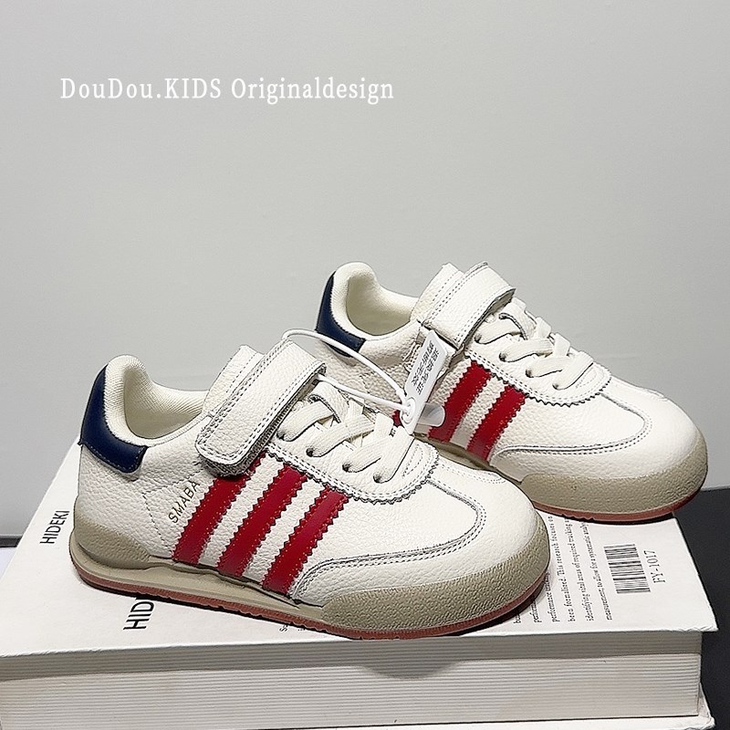 儿童德训鞋2025春季新款鞋子女童白色板鞋软底真皮男童休闲运动鞋