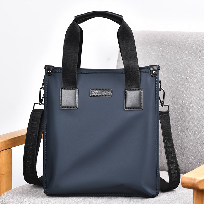 三层大容量手提包商务公文包竖款斜挎包休闲背包A4通勤男包防水布