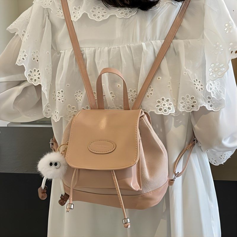 韩版时尚双肩包包女2024新款复古水桶包学生百搭背包单肩手提书包,箱包皮具/热销女包/男包,双肩背包,淘宝优惠券,粉丝福利购,淘宝优惠卷