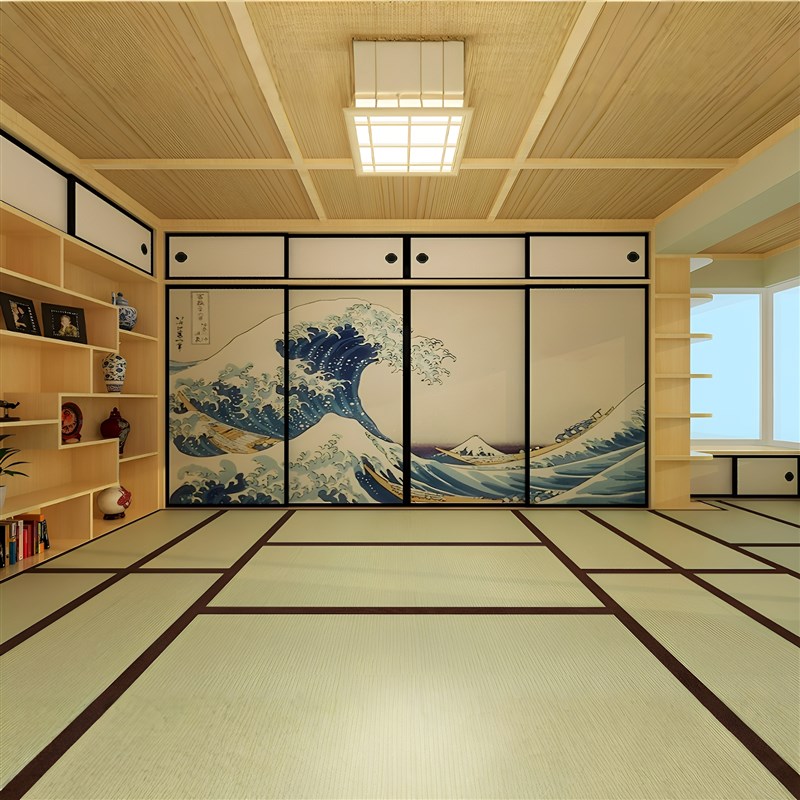 榻榻米全屋定制实木卧室客厅日式和室北欧原木工厂床衣柜一体隔断