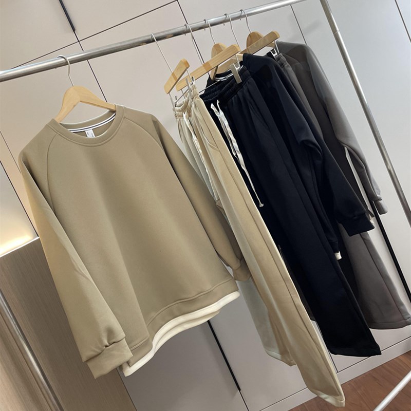 美式休闲!秋季男士外贸潮流宽松简约男士卫衣直筒卫裤运动套装潮