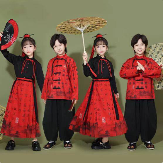 元旦儿童啦啦队演出服小学生运动会服装女童马面裙大合唱服表演服