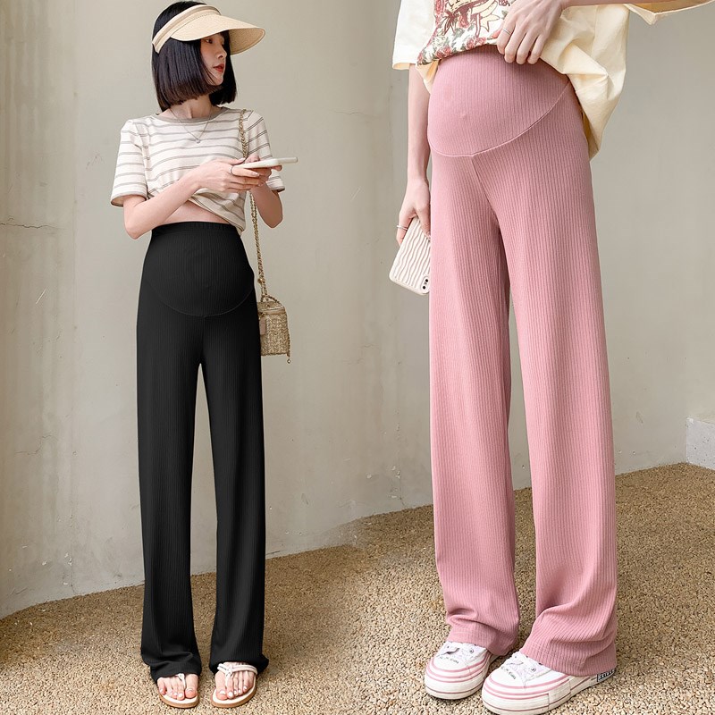 孕妇裤子夏季外穿薄款冰丝长裤宽松大码休闲阔腿裤夏装怀孕休闲裤