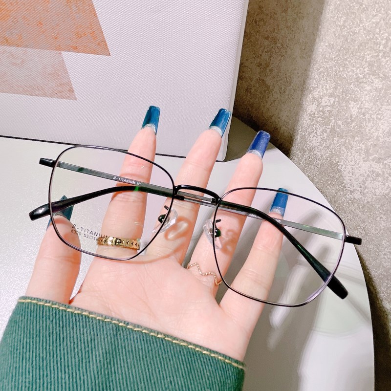 大脸加宽商务超轻纯钛眼镜框男士潮近视眼睛防蓝光全框大码眼镜架
