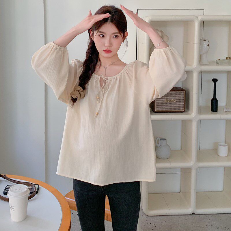 孕妇装春装时尚小清新简约长袖上衣2025新款孕妇T恤春季娃娃衫春