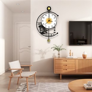 2023新款新中式钟表挂钟客厅现代简约大气挂墙时钟创意网红家用表