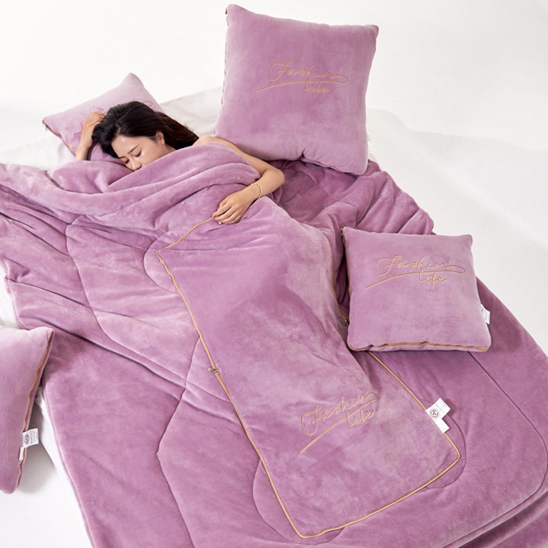 加厚特重大抱枕被子两用纯色汽车靠枕二合一沙发靠垫办公室午休毯