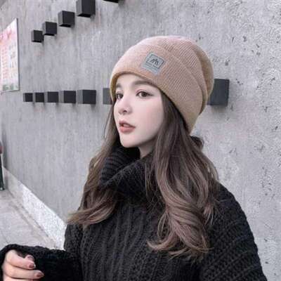 时尚毛线帽子假发一体女s秋冬连帽带帽羊毛卷长发戴帽子的带头发
