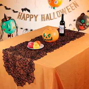 极速Hallowen Spider Tqablecloth Black Lace Cobweb Fireplace