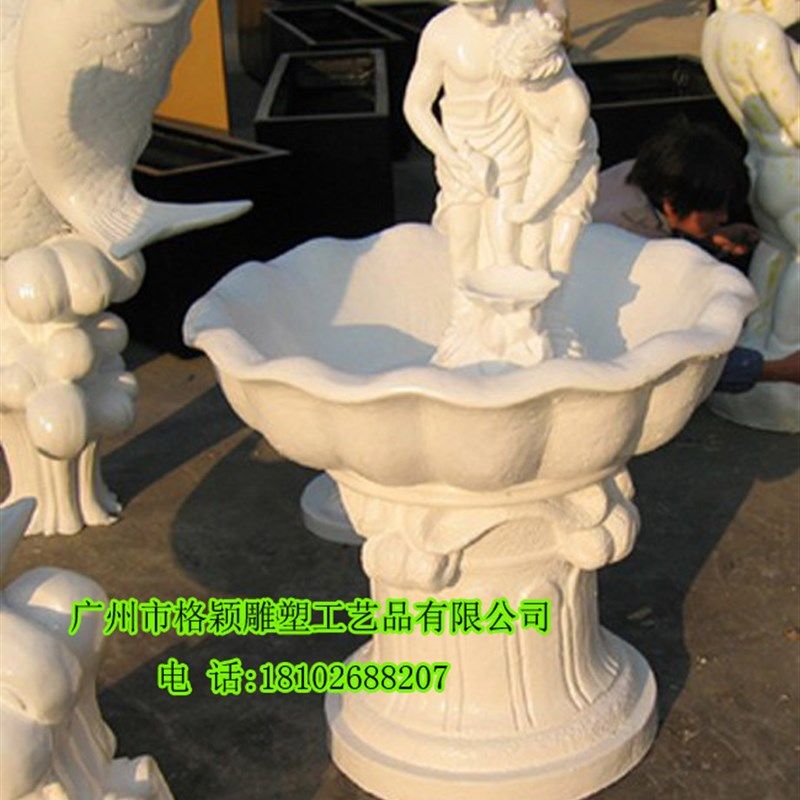 极速玻璃纤维喷泉花池雕塑工艺礼B品摆饰欧式喷水花盆 花园广场装