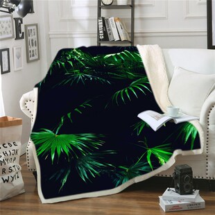 极速Green Leaf Throw Blanket Leaves Texture ShQerpa Blanket