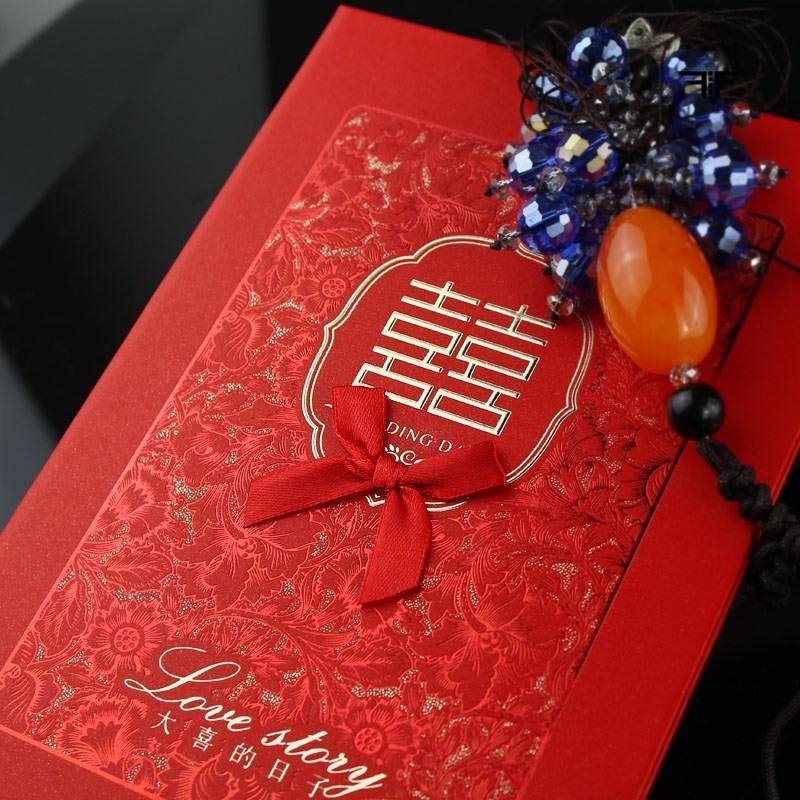 新品网红款结婚请帖inrs风婚书中国风创意请柬喜帖婚礼小清新森系