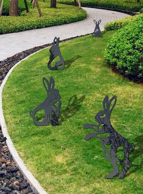 极速Easter Rabbit Garden Decorzative Sign Black Metal Courty