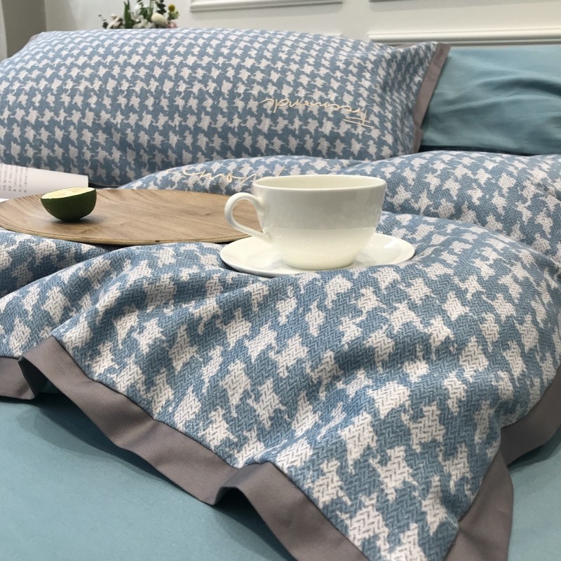 极速轻奢风全棉磨毛四件套100A支被套加厚床单床笠式床品秋冬季