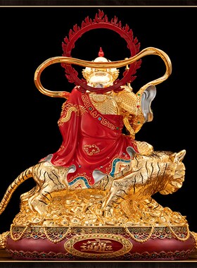 新品纯铜鎏金赵公明神像五路财y神武财神摆件佛像正财神中路财神