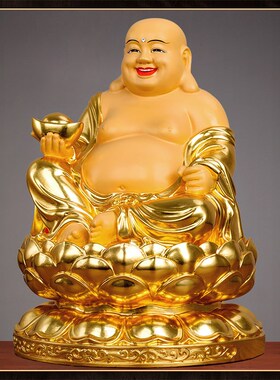 新品纯铜贴金弥勒佛m大肚开心佛笑佛菩萨家用供奉招财开业摆件佛