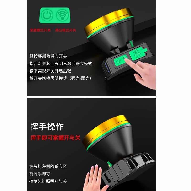 带头上头c灯可充电超亮照明户外头带矿灯矿用头顶头戴式手电筒强