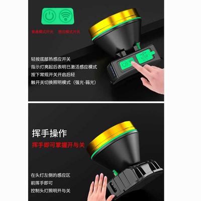 带头上头c灯可充电超亮照明户外头带矿灯矿用头顶头戴式手电筒强